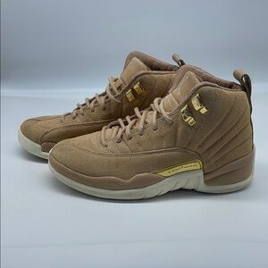Nike Jordan Tan and Gold Sneakers with Nubuck Finish